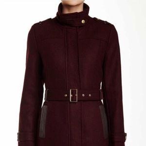 Cole Haan Black Wool Blend Pea Coat